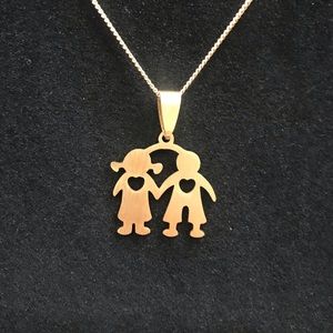 JEWELRY Gold plated and 👦 and 👧 Charm  Necklace